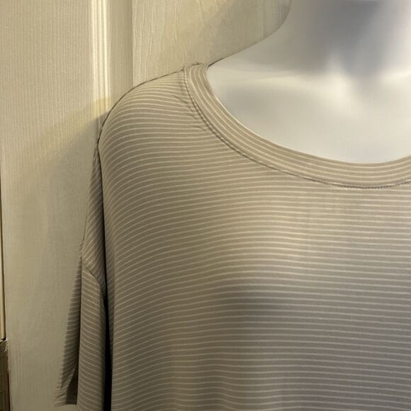 NWT Stars Above 3X Gray White Striped Sleep Shirt Dress Lounge Nightgown - Picture 8 of 16